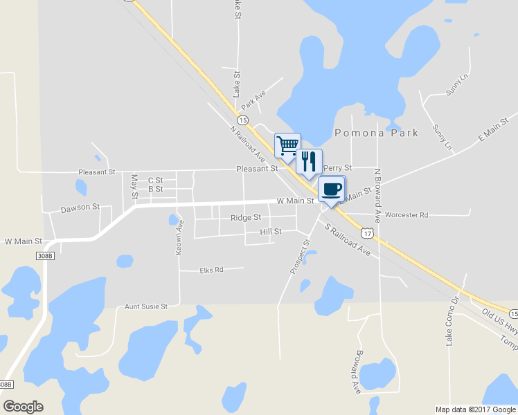 map of restaurants, bars, coffee shops, grocery stores, and more near 229 West Main Street in Pomona Park