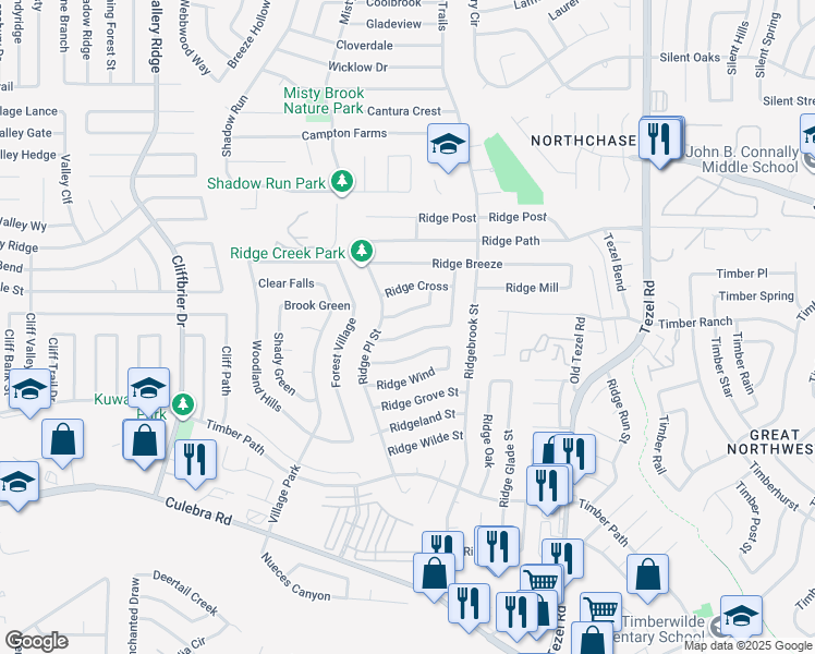 map of restaurants, bars, coffee shops, grocery stores, and more near 9226 Ridge Town in San Antonio