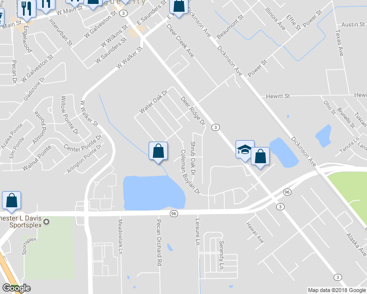 map of restaurants, bars, coffee shops, grocery stores, and more near 1334 Coleman Boylan Drive in League City