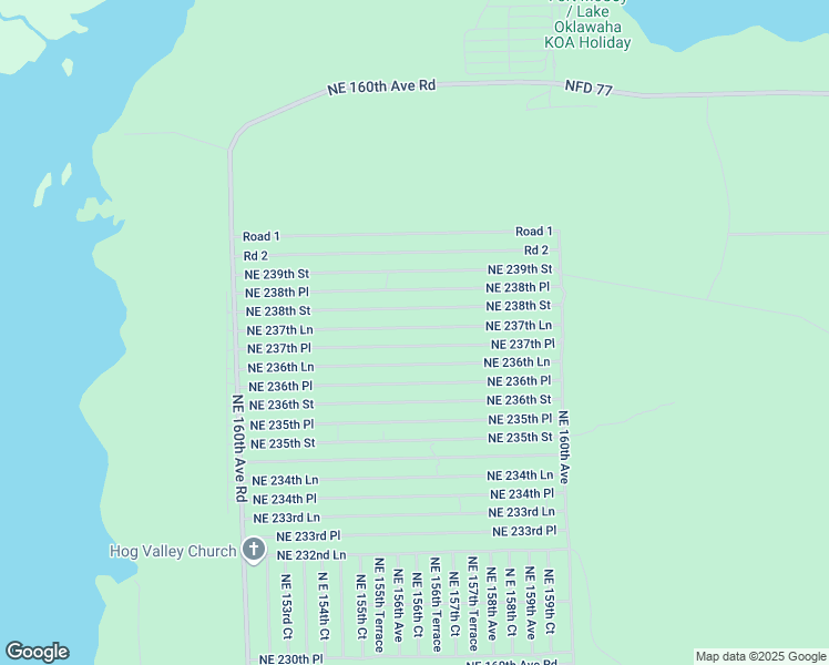 map of restaurants, bars, coffee shops, grocery stores, and more near 15660 Northeast 237th Lane in Fort McCoy