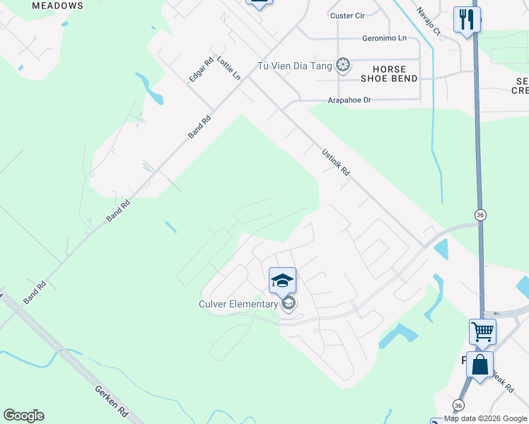 map of restaurants, bars, coffee shops, grocery stores, and more near 4202 Brightridge Drive in Rosenberg