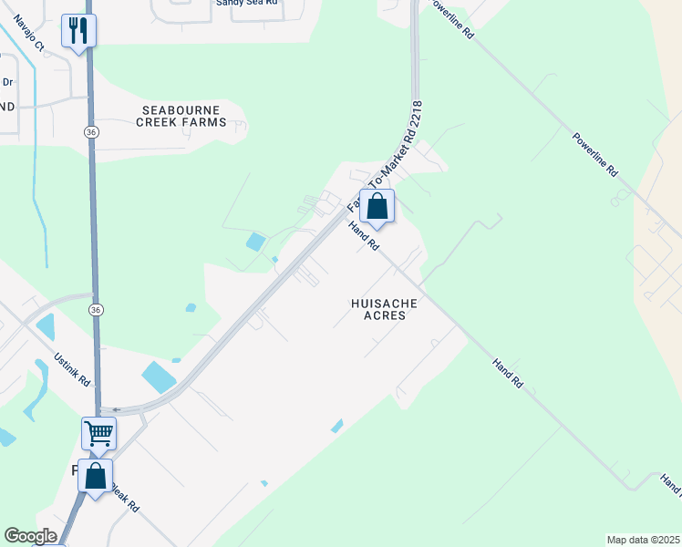 map of restaurants, bars, coffee shops, grocery stores, and more near 5725 FM 2218 Road in Richmond