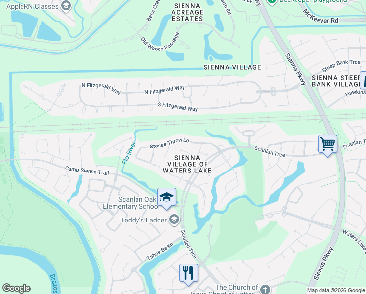 map of restaurants, bars, coffee shops, grocery stores, and more near 9003 Avebury Stone Circle in Missouri City