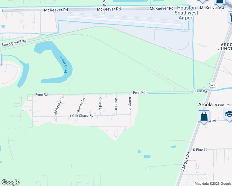 map of restaurants, bars, coffee shops, grocery stores, and more near 803 Fenn Road in Rosharon