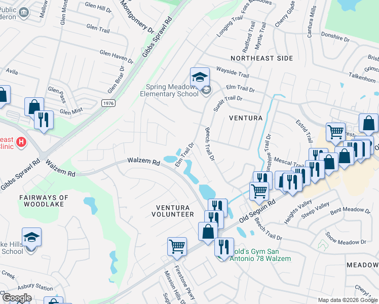 map of restaurants, bars, coffee shops, grocery stores, and more near in Bexar County