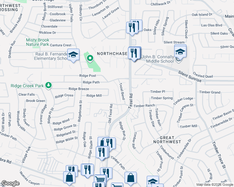 map of restaurants, bars, coffee shops, grocery stores, and more near 6722 Tezel Oaks in San Antonio