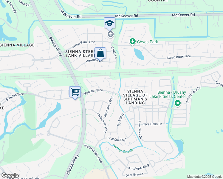 map of restaurants, bars, coffee shops, grocery stores, and more near 9926 Murray Landing in Missouri City