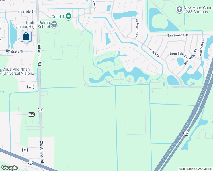 map of restaurants, bars, coffee shops, grocery stores, and more near 36 Palmero Way in Manvel