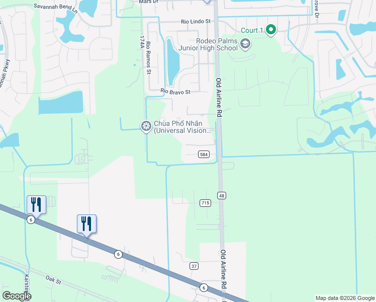 map of restaurants, bars, coffee shops, grocery stores, and more near 2201 Willow Cove Drive in Rosharon