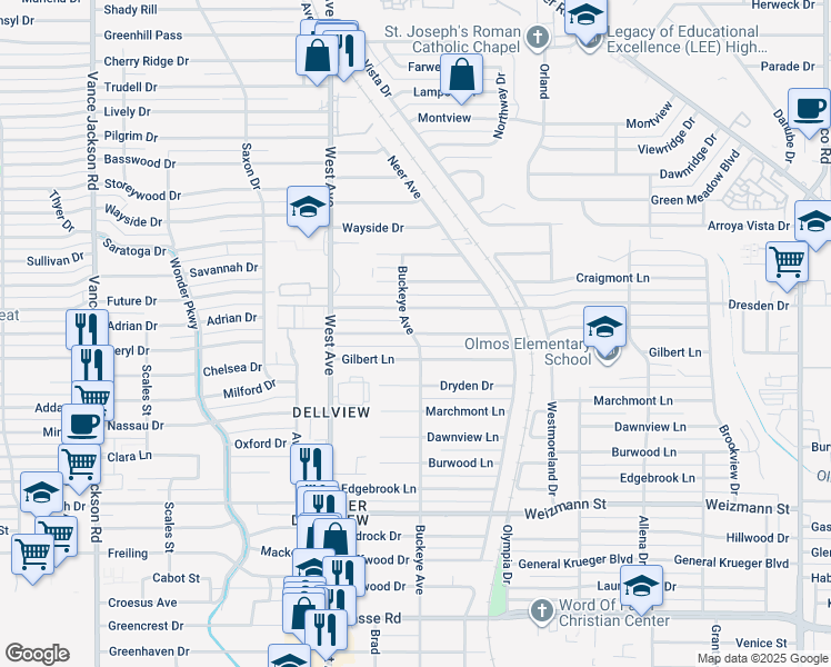 map of restaurants, bars, coffee shops, grocery stores, and more near in San Antonio
