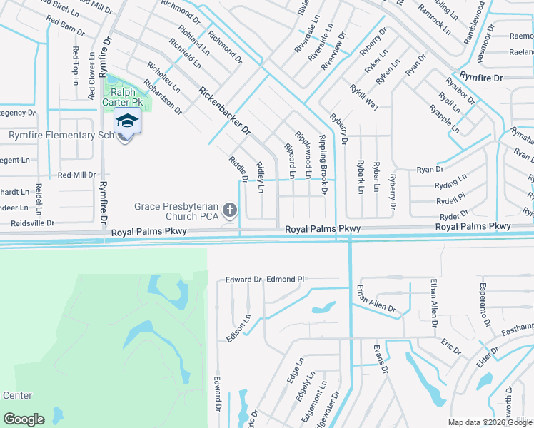 map of restaurants, bars, coffee shops, grocery stores, and more near 46 Riddle Drive in Palm Coast