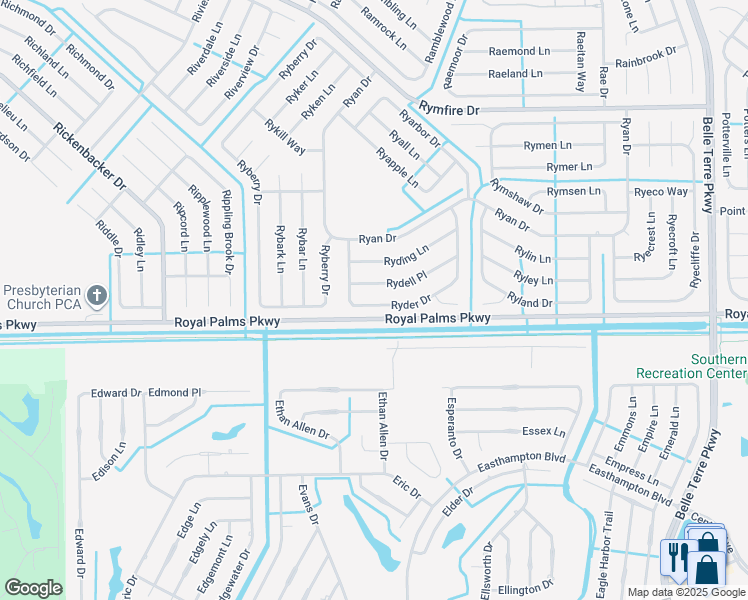 map of restaurants, bars, coffee shops, grocery stores, and more near 33 Ryder Drive in Palm Coast