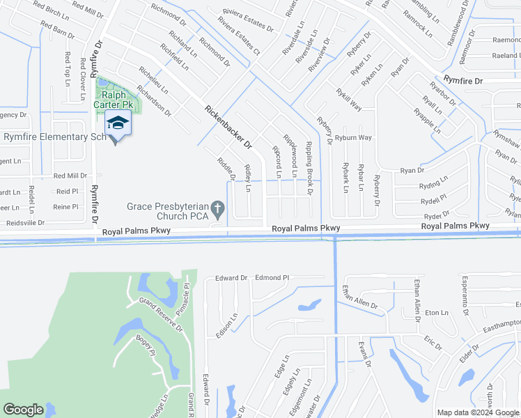 map of restaurants, bars, coffee shops, grocery stores, and more near 108 Rickenbacker Drive in Palm Coast