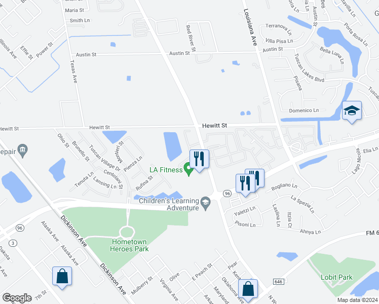 map of restaurants, bars, coffee shops, grocery stores, and more near 1800 South Egret Bay Boulevard in League City