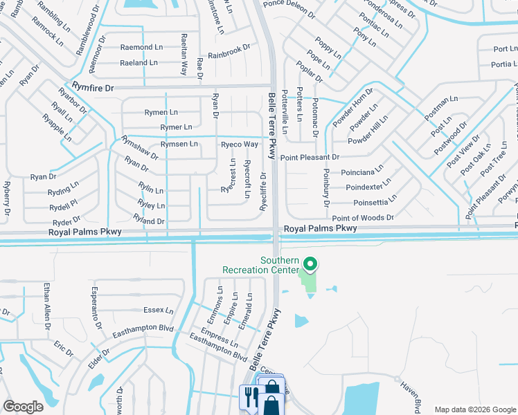 map of restaurants, bars, coffee shops, grocery stores, and more near 53 Ryecliffe Drive in Palm Coast
