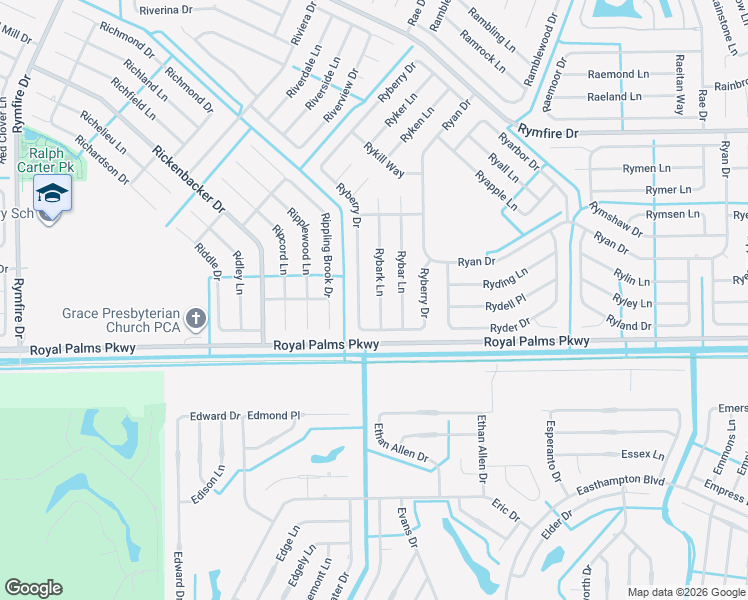 map of restaurants, bars, coffee shops, grocery stores, and more near 9 Rybark Ln in Palm Coast
