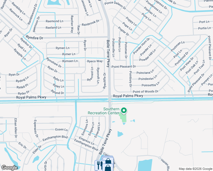 map of restaurants, bars, coffee shops, grocery stores, and more near 53 Ryecliffe Drive in Palm Coast