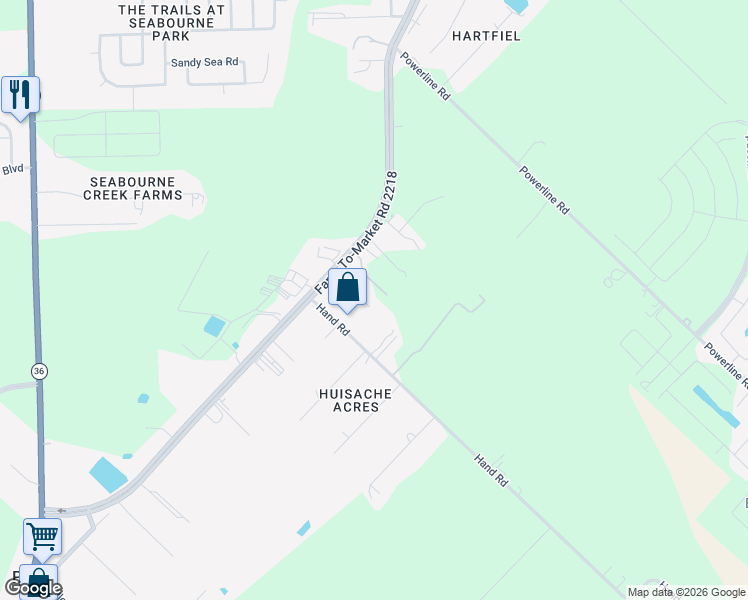 map of restaurants, bars, coffee shops, grocery stores, and more near 5515 FM 2218 Road in Richmond