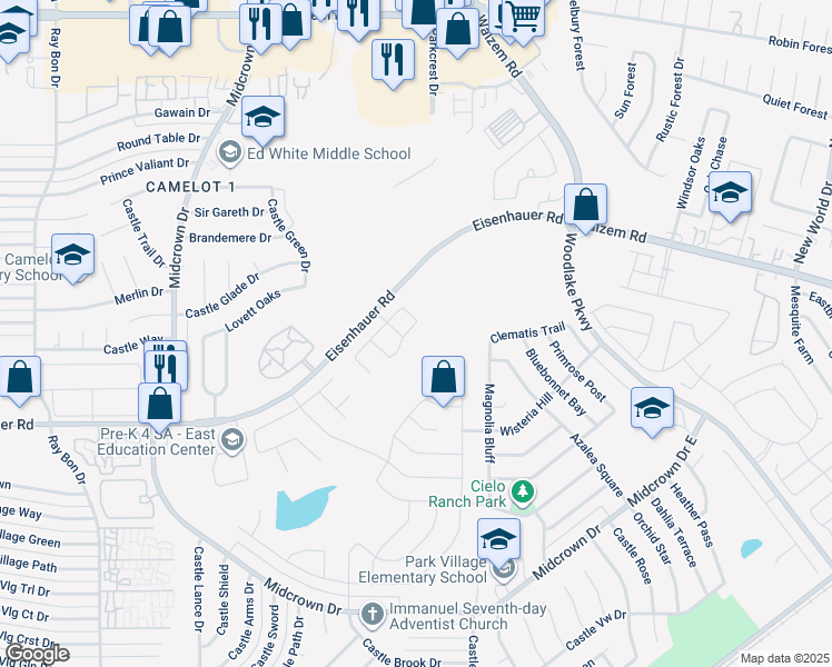 map of restaurants, bars, coffee shops, grocery stores, and more near 6010 Poesta in San Antonio