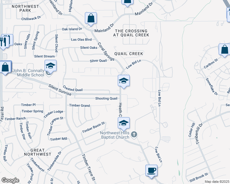map of restaurants, bars, coffee shops, grocery stores, and more near 8203 Shooting Quail in San Antonio