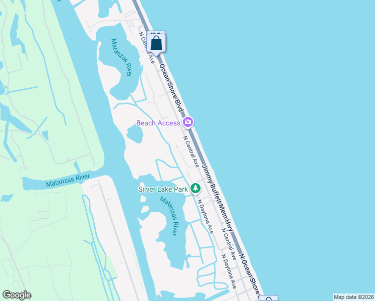 map of restaurants, bars, coffee shops, grocery stores, and more near 1743 Windsong Circle in Flagler Beach