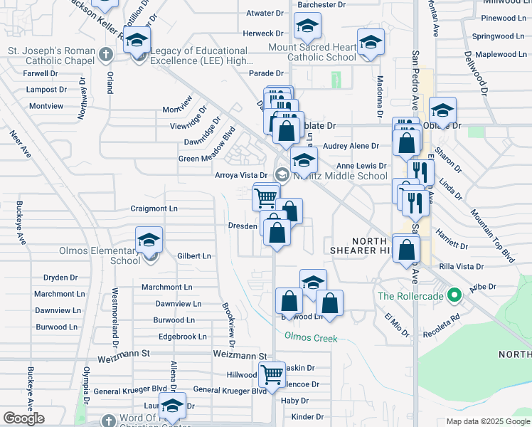 map of restaurants, bars, coffee shops, grocery stores, and more near in San Antonio