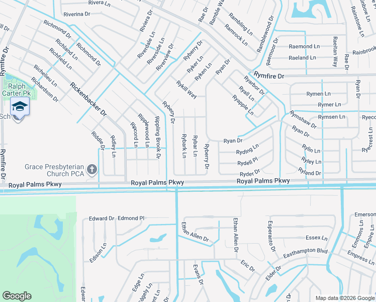 map of restaurants, bars, coffee shops, grocery stores, and more near 9 Rybark Lane in Palm Coast