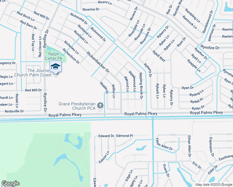 map of restaurants, bars, coffee shops, grocery stores, and more near 10 Ridley Lane in Palm Coast