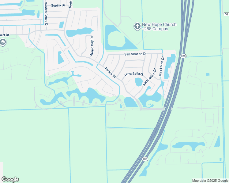 map of restaurants, bars, coffee shops, grocery stores, and more near 45 Rodeo Palms Boulevard in Manvel