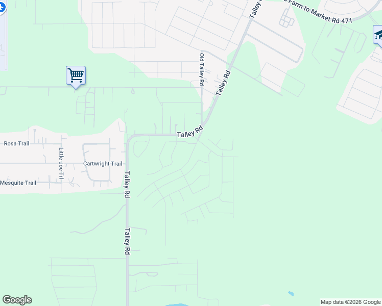 map of restaurants, bars, coffee shops, grocery stores, and more near 6850 Talley Road in San Antonio