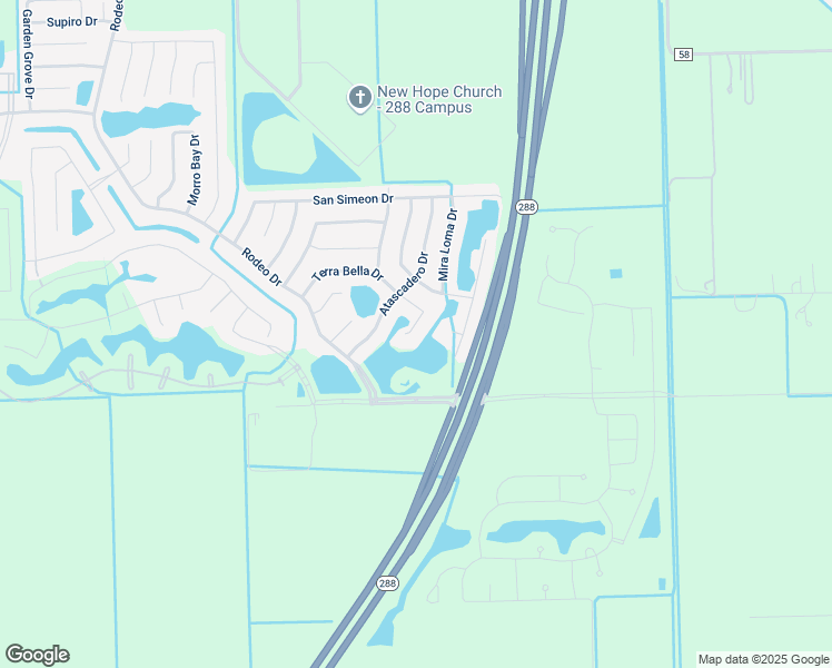 map of restaurants, bars, coffee shops, grocery stores, and more near 25 Terra Bella Drive in Manvel