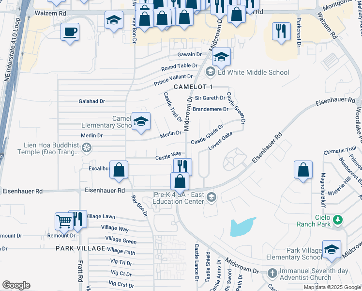 map of restaurants, bars, coffee shops, grocery stores, and more near in San Antonio
