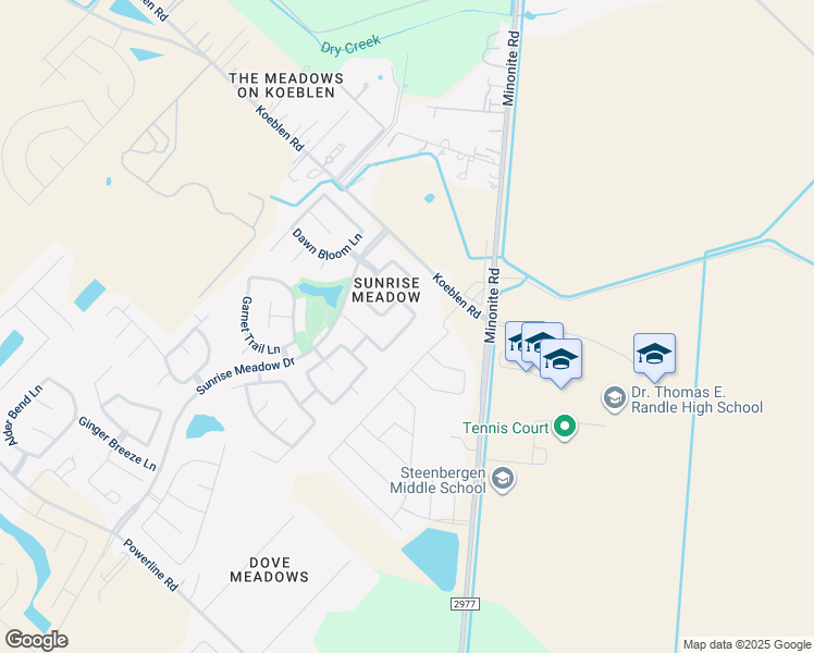 map of restaurants, bars, coffee shops, grocery stores, and more near Hallow Lane in Fort Bend County