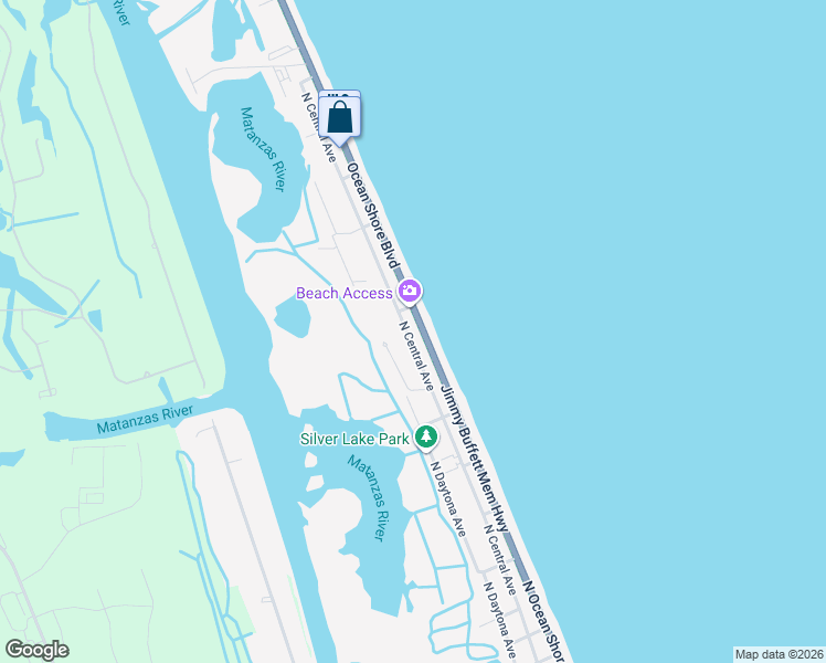 map of restaurants, bars, coffee shops, grocery stores, and more near 1770 North Central Avenue in Flagler Beach