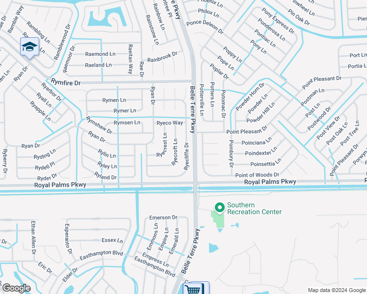 map of restaurants, bars, coffee shops, grocery stores, and more near 40 Ryecliffe Drive in Palm Coast