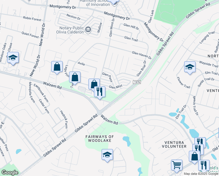 map of restaurants, bars, coffee shops, grocery stores, and more near 7048 Glen Mist in San Antonio