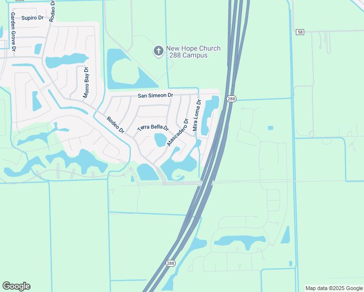map of restaurants, bars, coffee shops, grocery stores, and more near 25 Terra Bella Drive in Manvel