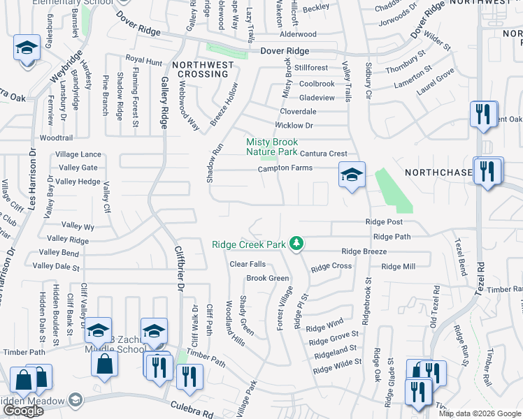 map of restaurants, bars, coffee shops, grocery stores, and more near 6735 Shadow Run in San Antonio