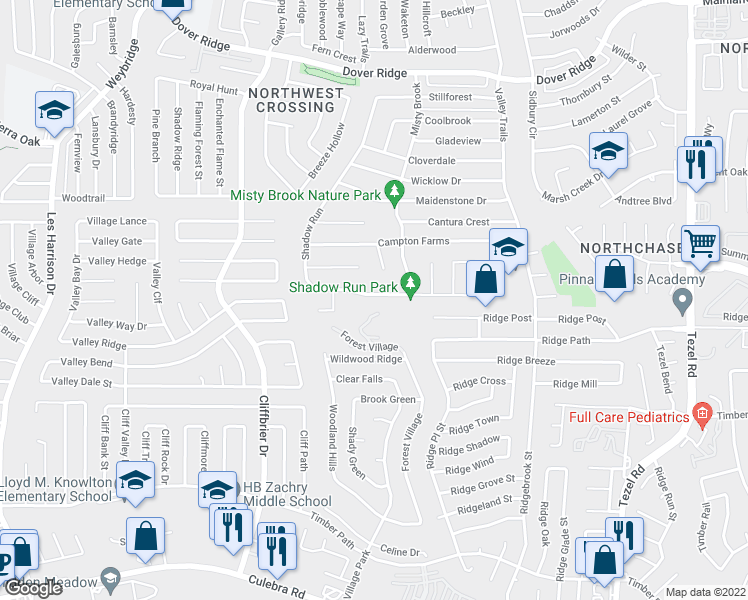 map of restaurants, bars, coffee shops, grocery stores, and more near 6735 Shadow Run in San Antonio