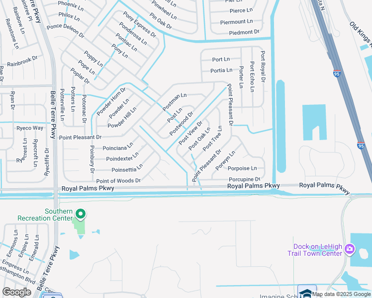 map of restaurants, bars, coffee shops, grocery stores, and more near 5 Post Oak Lane in Palm Coast