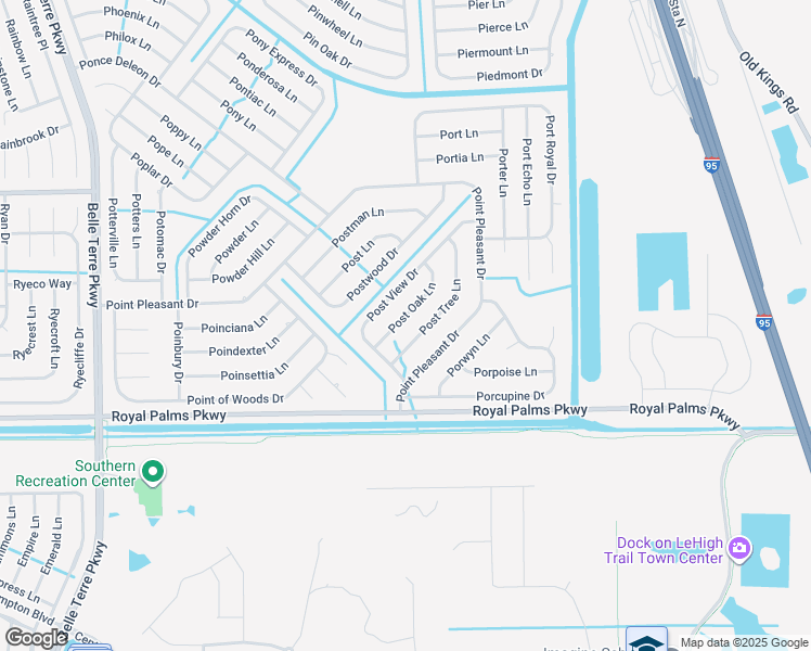 map of restaurants, bars, coffee shops, grocery stores, and more near 13 Post Tree Lane in Palm Coast