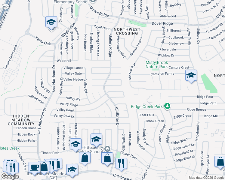 map of restaurants, bars, coffee shops, grocery stores, and more near 6102 Cliffbrier Drive in San Antonio