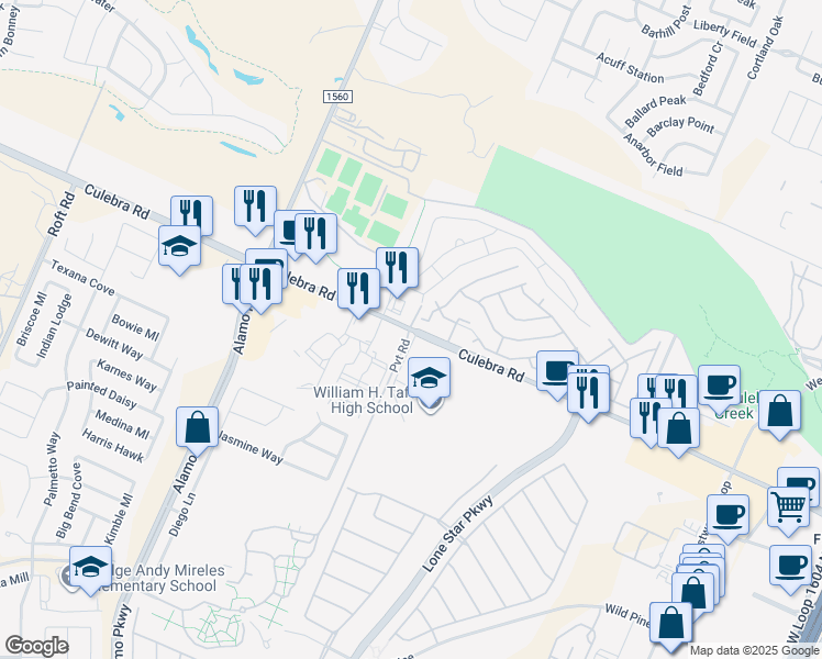 map of restaurants, bars, coffee shops, grocery stores, and more near in 