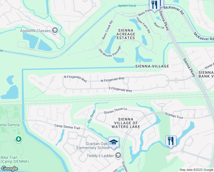 map of restaurants, bars, coffee shops, grocery stores, and more near 3711 Clark Manor in Missouri City