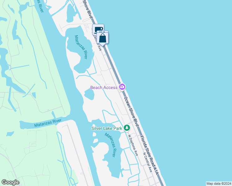 map of restaurants, bars, coffee shops, grocery stores, and more near 1775 North Central Avenue in Flagler Beach