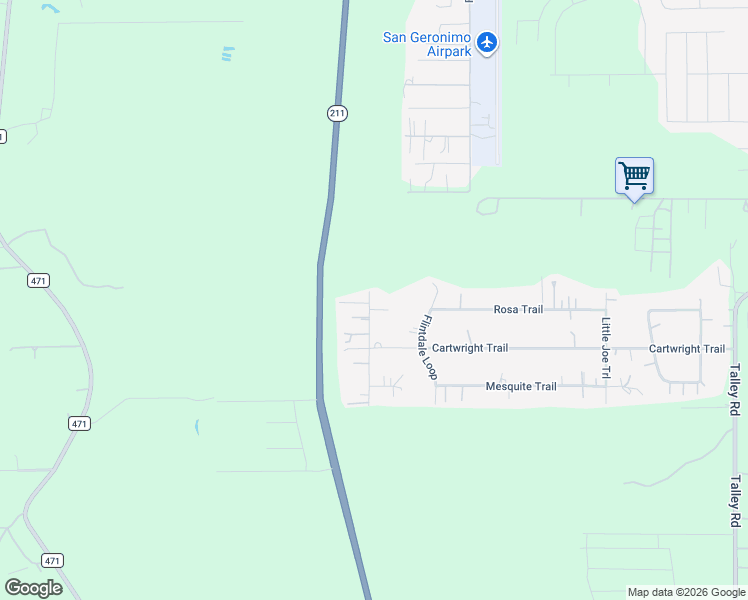 map of restaurants, bars, coffee shops, grocery stores, and more near 15426 Rosa Trail in San Antonio