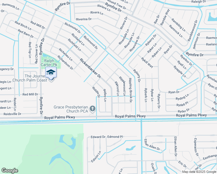map of restaurants, bars, coffee shops, grocery stores, and more near 84 Rickenbacker Drive in Palm Coast