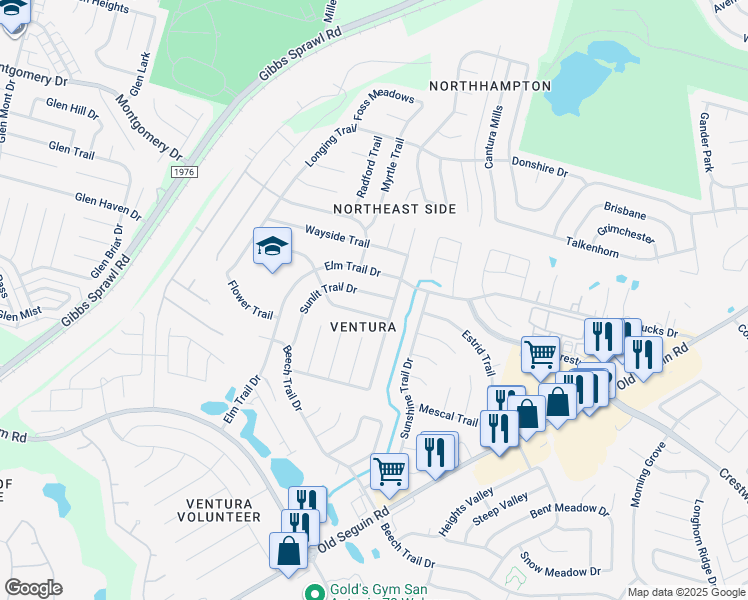 map of restaurants, bars, coffee shops, grocery stores, and more near 8063 Wayword Trail in San Antonio