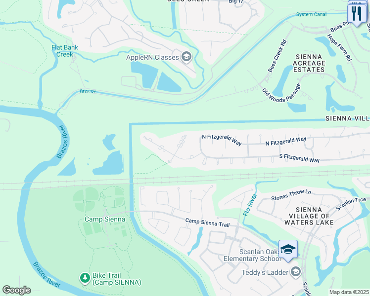 map of restaurants, bars, coffee shops, grocery stores, and more near 8507 Kelsey Pass in Missouri City