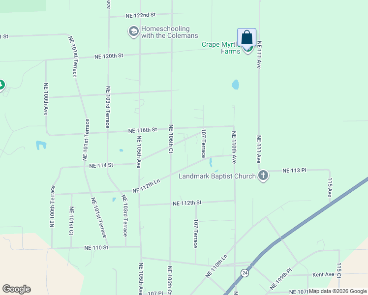 map of restaurants, bars, coffee shops, grocery stores, and more near 10711 Northeast 114 Street in Archer
